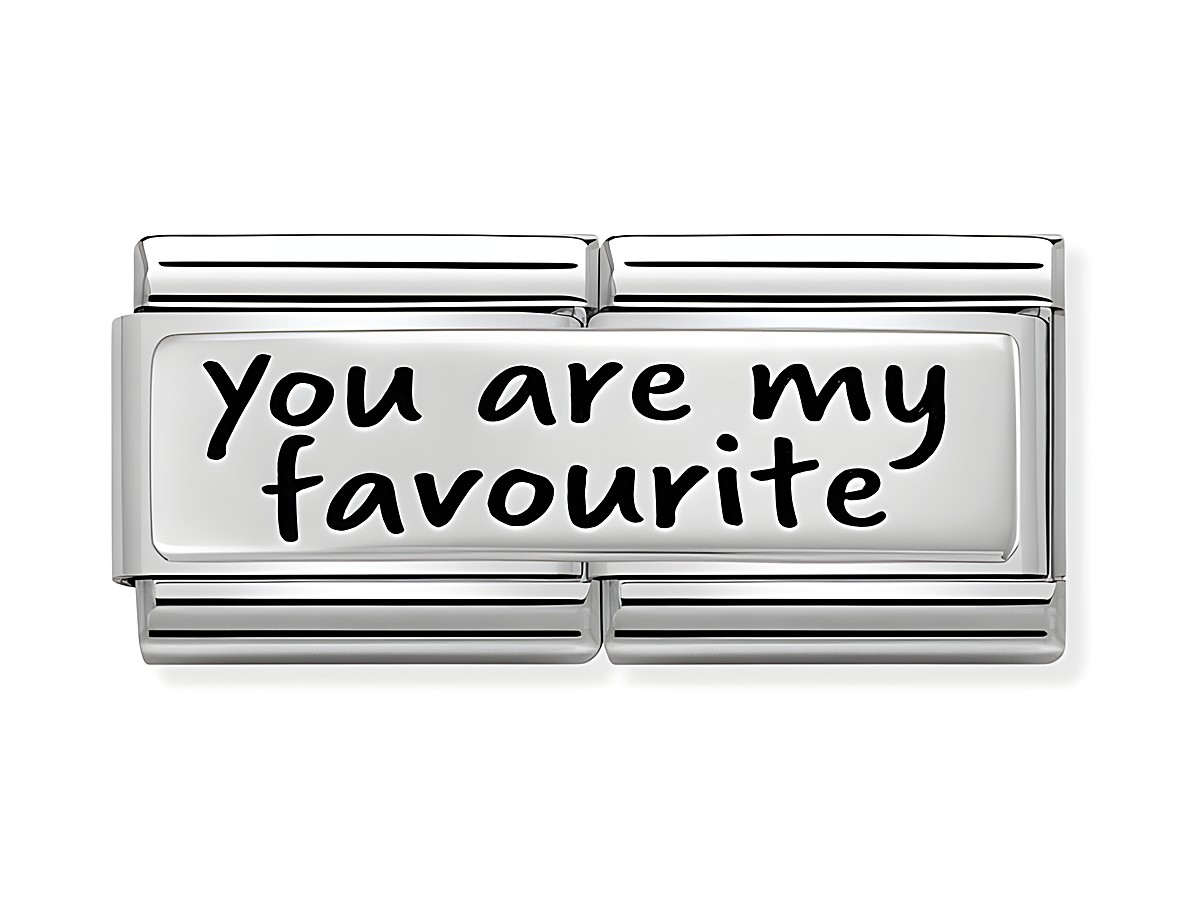 Nomination Classic Sterling Silver DOUBLE 330710 31 You are my favorite besteht aus hochwertigem Silber mit schwarzer Schrift und einem eleganten Design, perfekt für persönlichen Schmuck.
