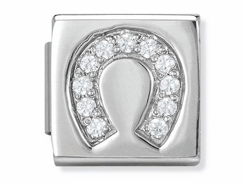 NOMINATION Classic ROYAL Hufeisen mit Weiß Zirkonia, glänzendes silbernes Design, eleganter Look, ideal für Armband und Schmuckliebhaber, stammt aus der Royal Collection von Nomination.
