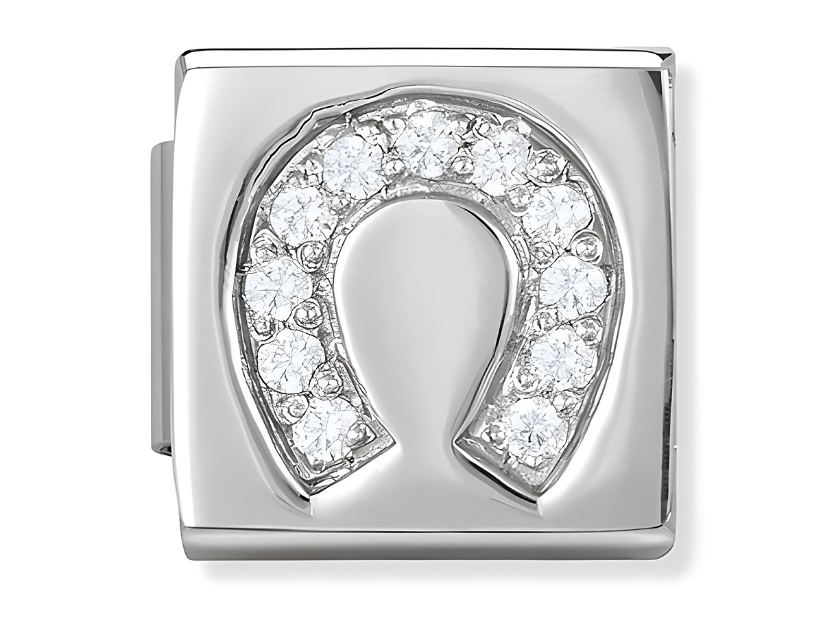 NOMINATION Classic ROYAL Hufeisen mit Weiß Zirkonia, glänzendes silbernes Design, eleganter Look, ideal für Armband und Schmuckliebhaber, stammt aus der Royal Collection von Nomination.