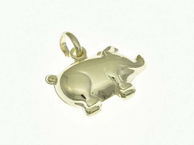 Schweinchen Anhänger aus Sterling Silber mit Bicolor Gelbgold, tierisches Design von Juwelier Harnisch, geeignet für Tierliebhaber und Schmuckenthusiasten.