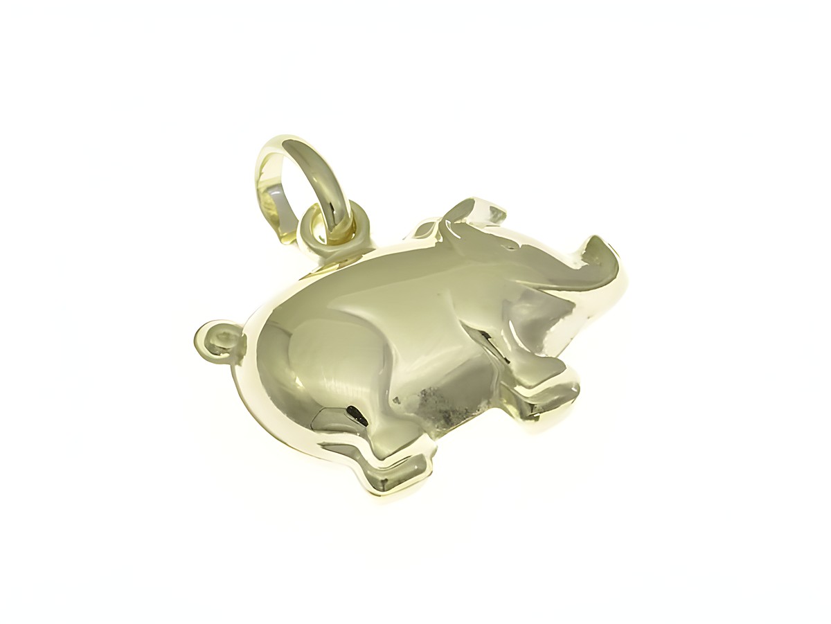 Schweinchen Anhänger aus Sterling Silber mit Bicolor Gelbgold, tierisches Design von Juwelier Harnisch, geeignet für Tierliebhaber und Schmuckenthusiasten.