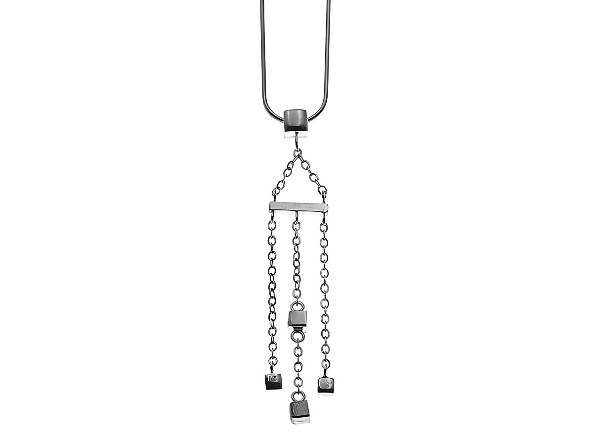 Elegante Y-Kette mit Anhänger aus Sterling Silber und Zirkonia, 42 cm lang, hergestellt von Juwelier Harnisch, präsentiert ein stilvolles Mittelteil mit modernen hängenden Elementen.