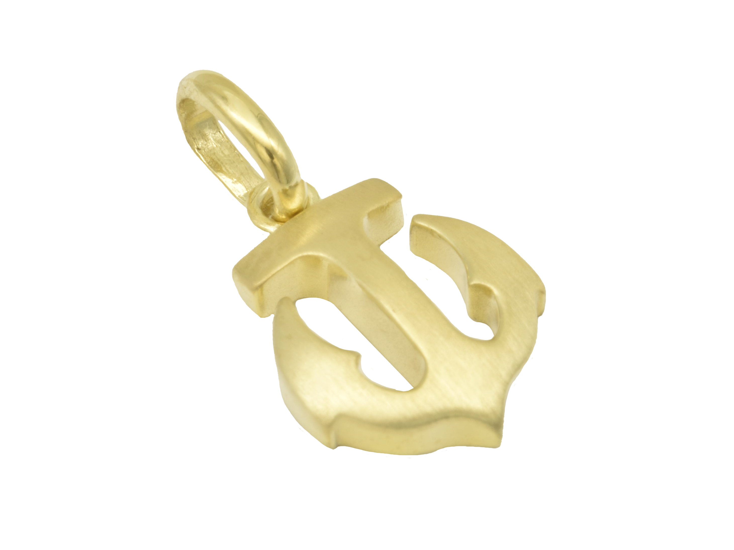 Anker Anhänger aus maritimem Design, gefertigt aus teilmattiertem Sterling Silber und gelbgold vergoldet, Hersteller Juwelier Harnisch, ideal für Seefahrt-Liebhaber.