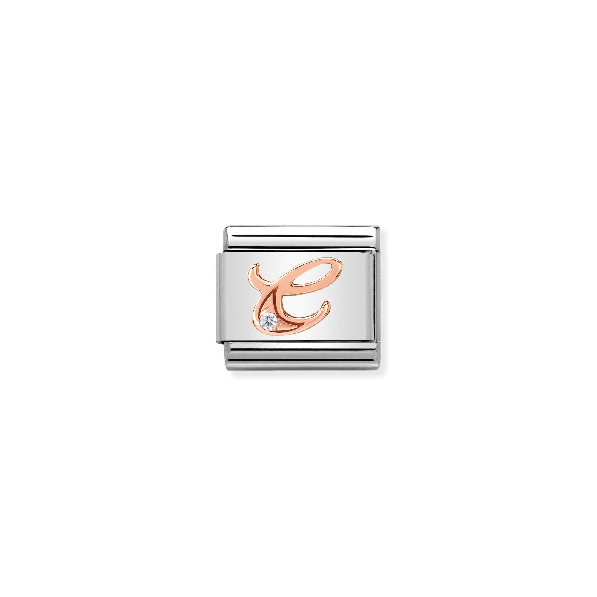 Nomination Composable Classic Charm Buchstabe C - Edelstahl, Gold 375 Roségold, Zirkonia