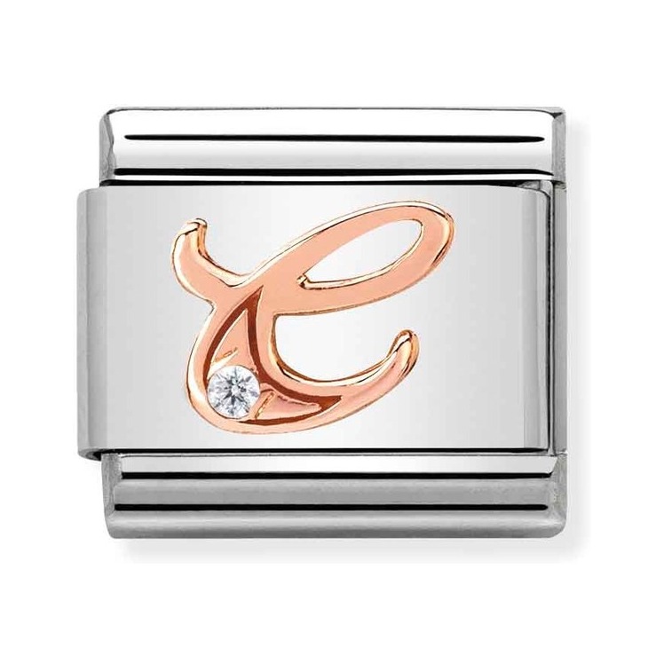 Nomination Composable Classic Charm Buchstabe C - Edelstahl, Gold 375 Roségold, Zirkonia