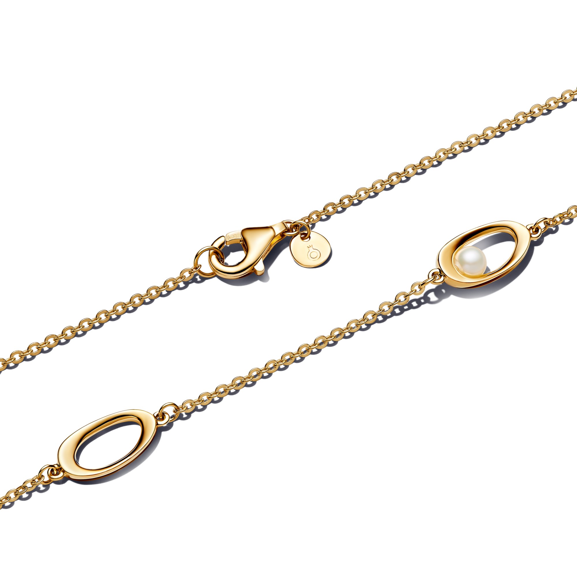 Pandora ESSENCE - organisch geformte Zuchtperlenkette - Gelbgold Vergoldung - 45 cm – Ansicht 2