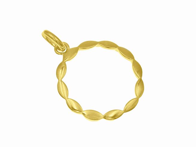 Schmuckstück Anhänger Ellipsen Ring aus Sterling Silber mit Gelbgold Vergoldung, von Juwelier Harnisch, minimalistisches Design mit diversen Motiven, ideal für modische Akzente.