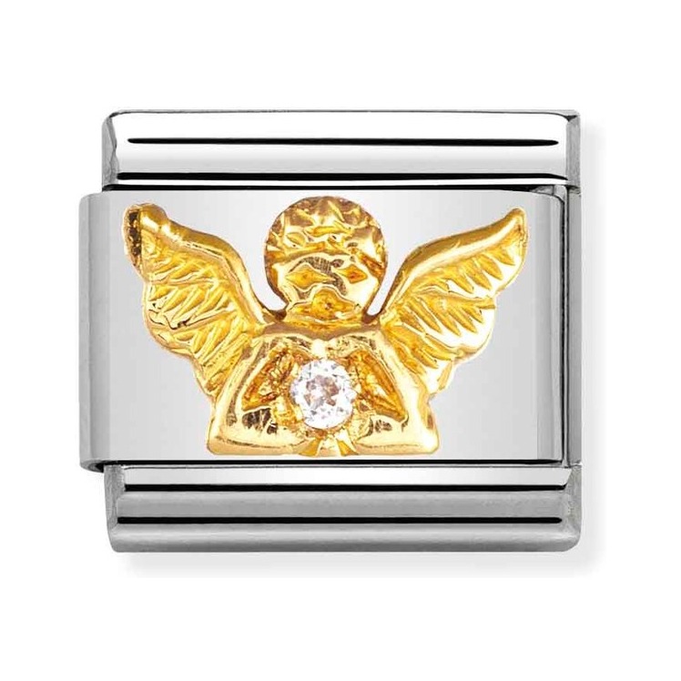 Nomination Composable Classic Charm Engel - Edelstahl, Gelbgold, Zirkonia