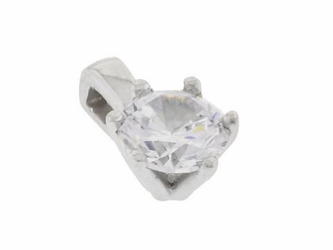 Silber Anhänger rund rhodiniert mit klarem Zirkonia in Krappenfassung von Juwelier Harnisch, ideal für eleganten Schmuck.