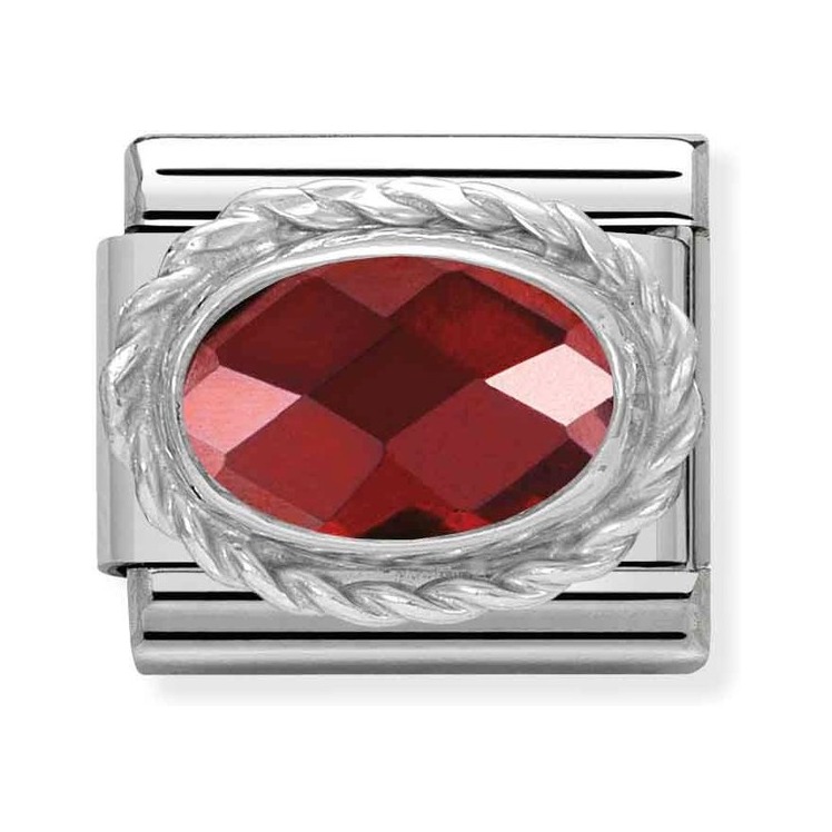 Nomination Composable Classic Charm Kordel Zirkonia rot - Edelstahl, Sterling Silber