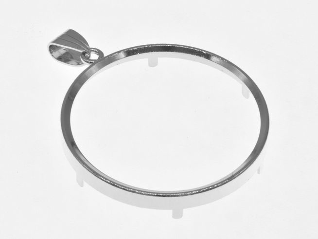 Schlichter Anhänger aus 925 Sterling Silber rhodiniert, mit einem Innenring für Münzen bis 36 mm Durchmesser, ideal für individuelle Gestaltung und Tragen von Erinnerungen.