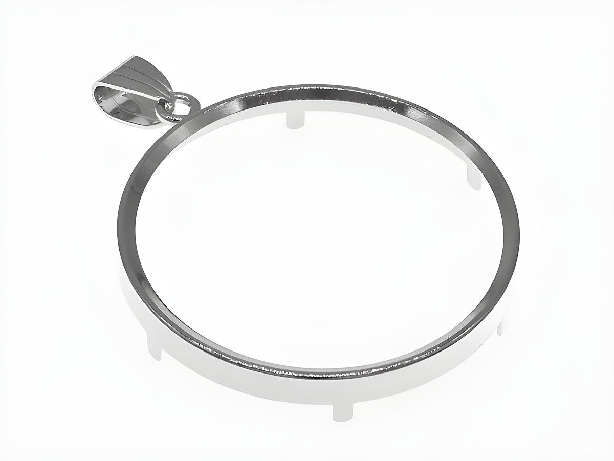 Schlichter Anhänger aus 925 Sterling Silber rhodiniert, mit einem Innenring für Münzen bis 36 mm Durchmesser, ideal für individuelle Gestaltung und Tragen von Erinnerungen.