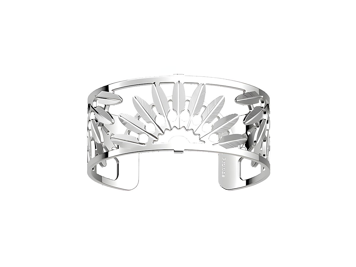 Eleganter silberner Armreif von Les Georgettes mit einem filigranen Design, das an eine strahlende Sonne erinnert. Breite von 25 mm, perfektes Accessoire für stilvolle Outfits.