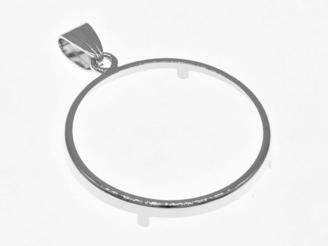 Münzfassung Anhänger aus 925 Sterling Silber rhodiniert, schlichtes Design, geeignet für Münzen mit bis zu 30 mm Durchmesser, Hersteller Juwelier Harnisch.