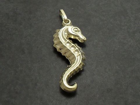 Seepferdchen Anhänger aus Gold 333, putzig gestaltet, idealer Kinderschmuck von Juwelier Harnisch, farbenfrohes Design für kleine Schmuckliebhaber.