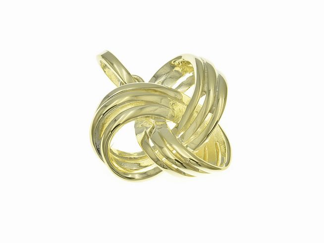 Anhänger aus poliertem Sterling Silber in Knotendesign, vergoldet in Gelbgold, von Juwelier Harnisch, speziell designt für zeitlose Eleganz und modischen Ausdruck.
