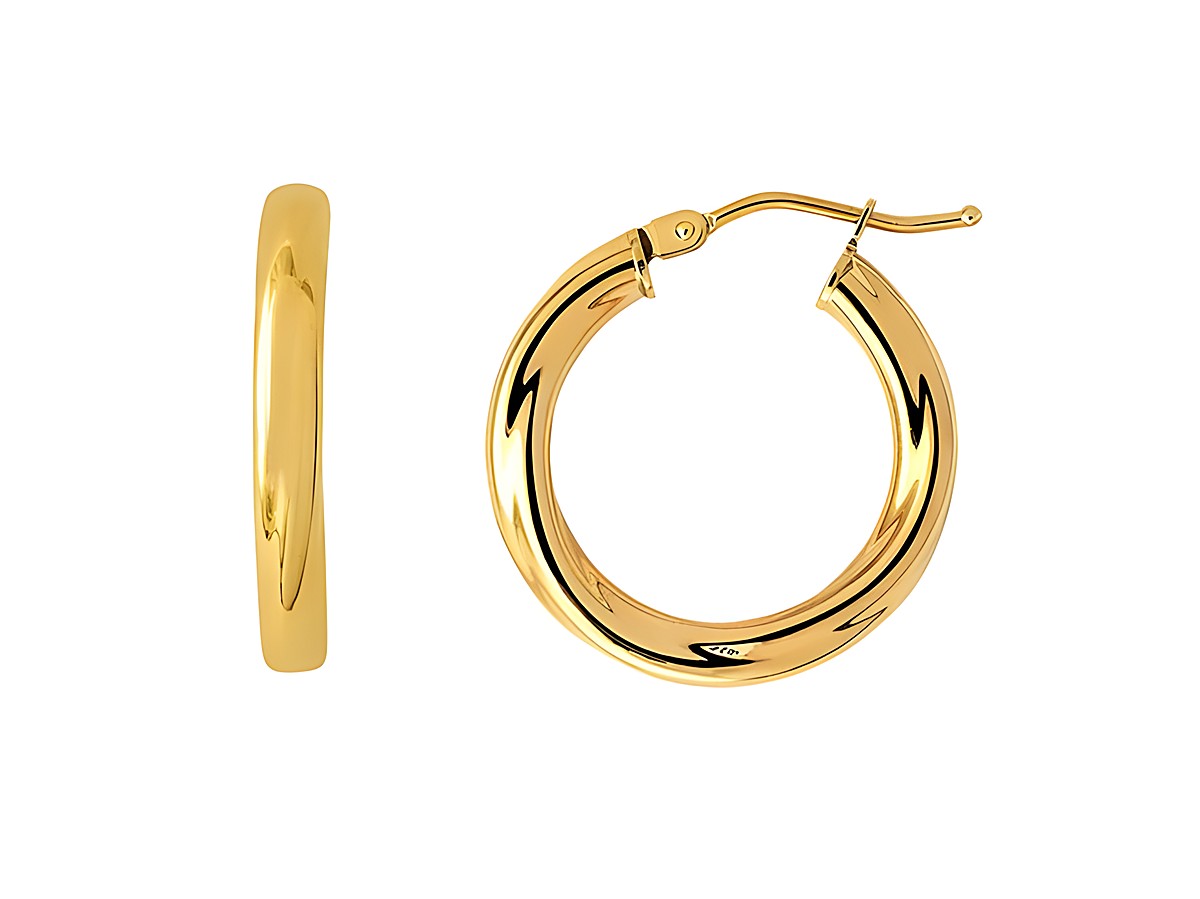 Polierte Gelbgold Creolen aus 585er Gold von Xenox, elegant und zeitlos, idealer Ohrschmuck für jeden Anlass, in hochwertiger Verarbeitung.