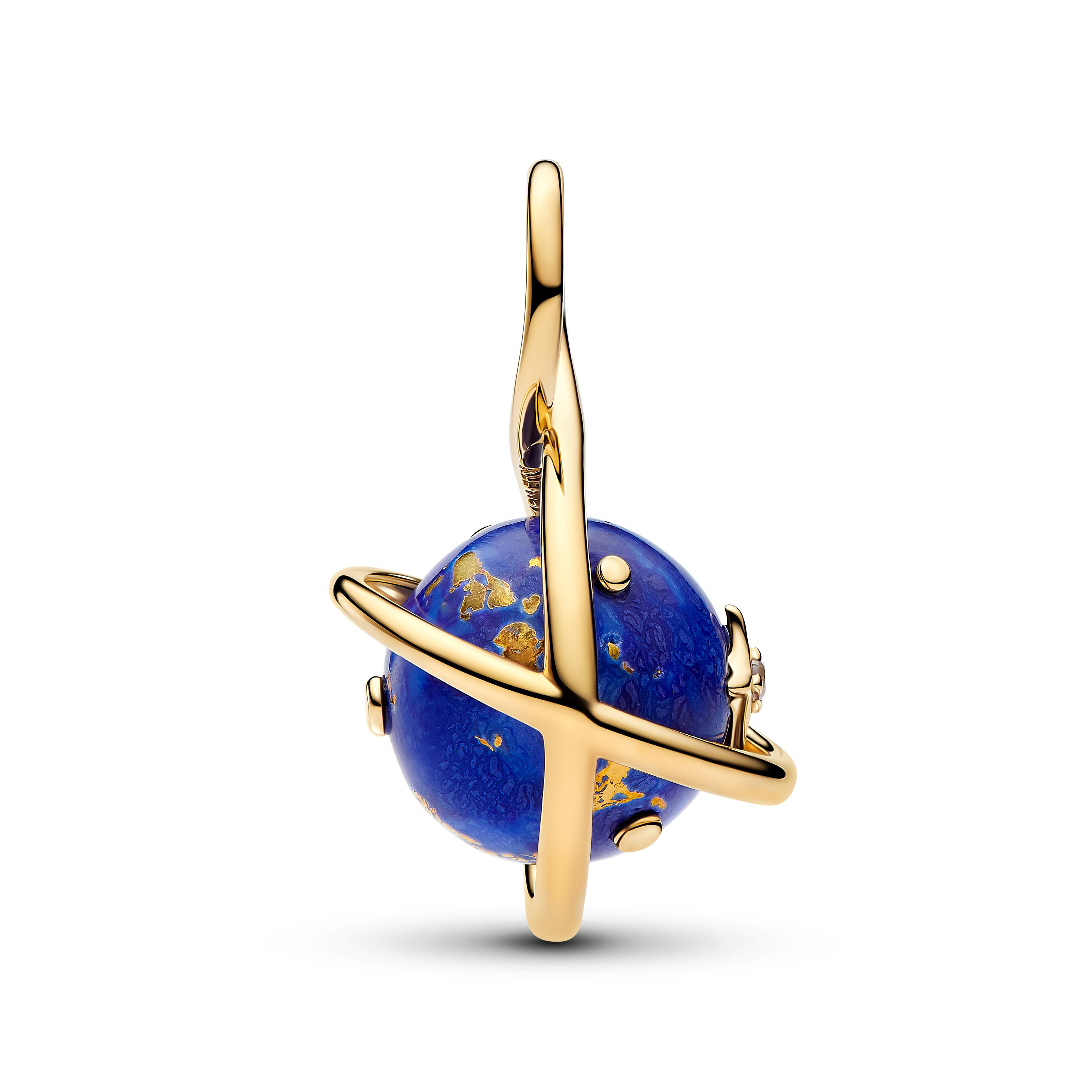 Pandora Moments - Hänge-Charm Planet - Gelbgold Vergoldung - drehbar – Ansicht 2