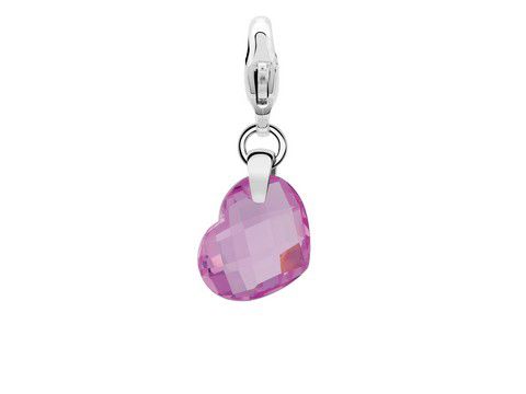 Silberner Charm von Ti Sento in Herzform mit pinkem Glitzer, perfekt für die Schmuckkollektion. Der charmante Glitzer-Traum bringt Farbe und Eleganz.