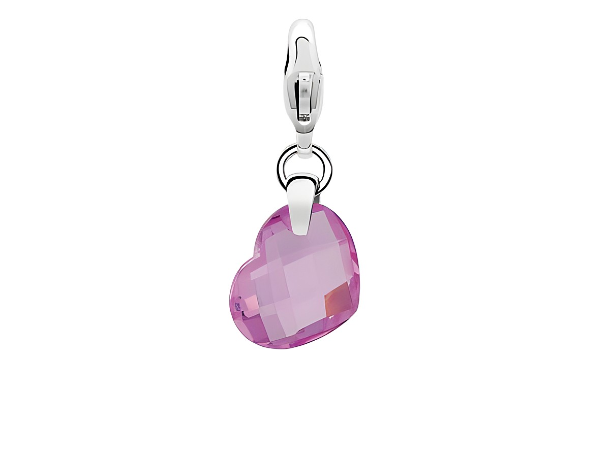 Silberner Charm von Ti Sento in Herzform mit pinkem Glitzer, perfekt für die Schmuckkollektion. Der charmante Glitzer-Traum bringt Farbe und Eleganz.