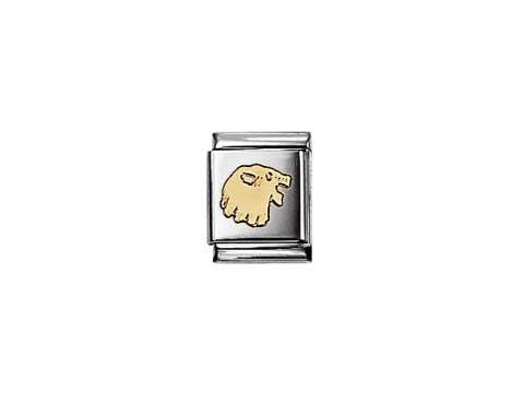 Big Löwe Sternzeichen 032104 05 von Nomination präsentiert einen silbernen Anhänger mit goldenem Löwenkopf-Design, symbolisiert das Sternzeichen Löwe und ist ein elegantes Schmuckstück.