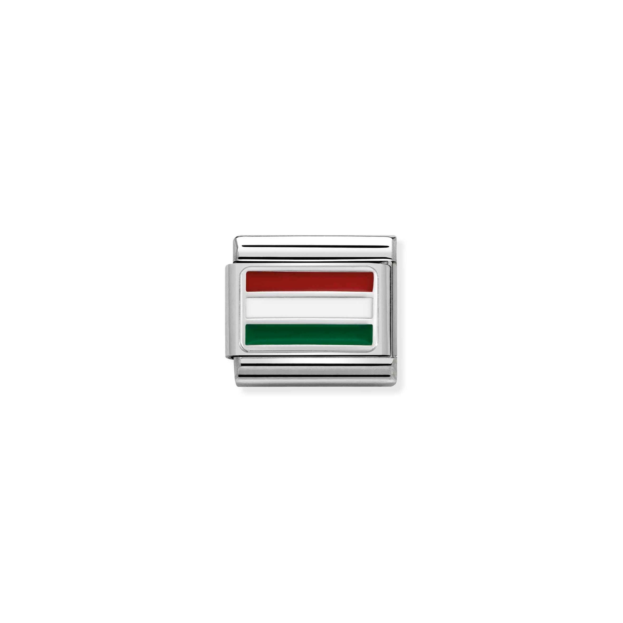Nomination Composable Classic Charm Flagge Ungarn - Edelstahl, Sterling Silber, Emaille