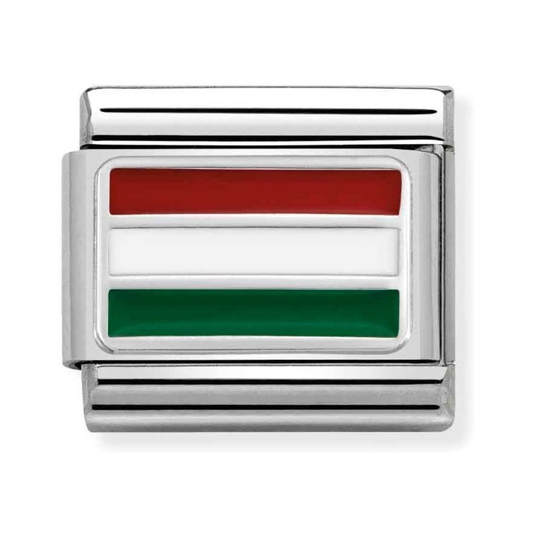 Nomination Composable Classic Charm Flagge Ungarn - Edelstahl, Sterling Silber, Emaille