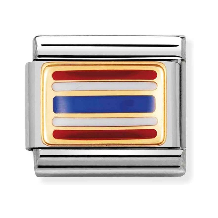 Nomination Composable Classic Charm Flagge Thailand - Edelstahl, Gold 750 Gelbgold, Emaille