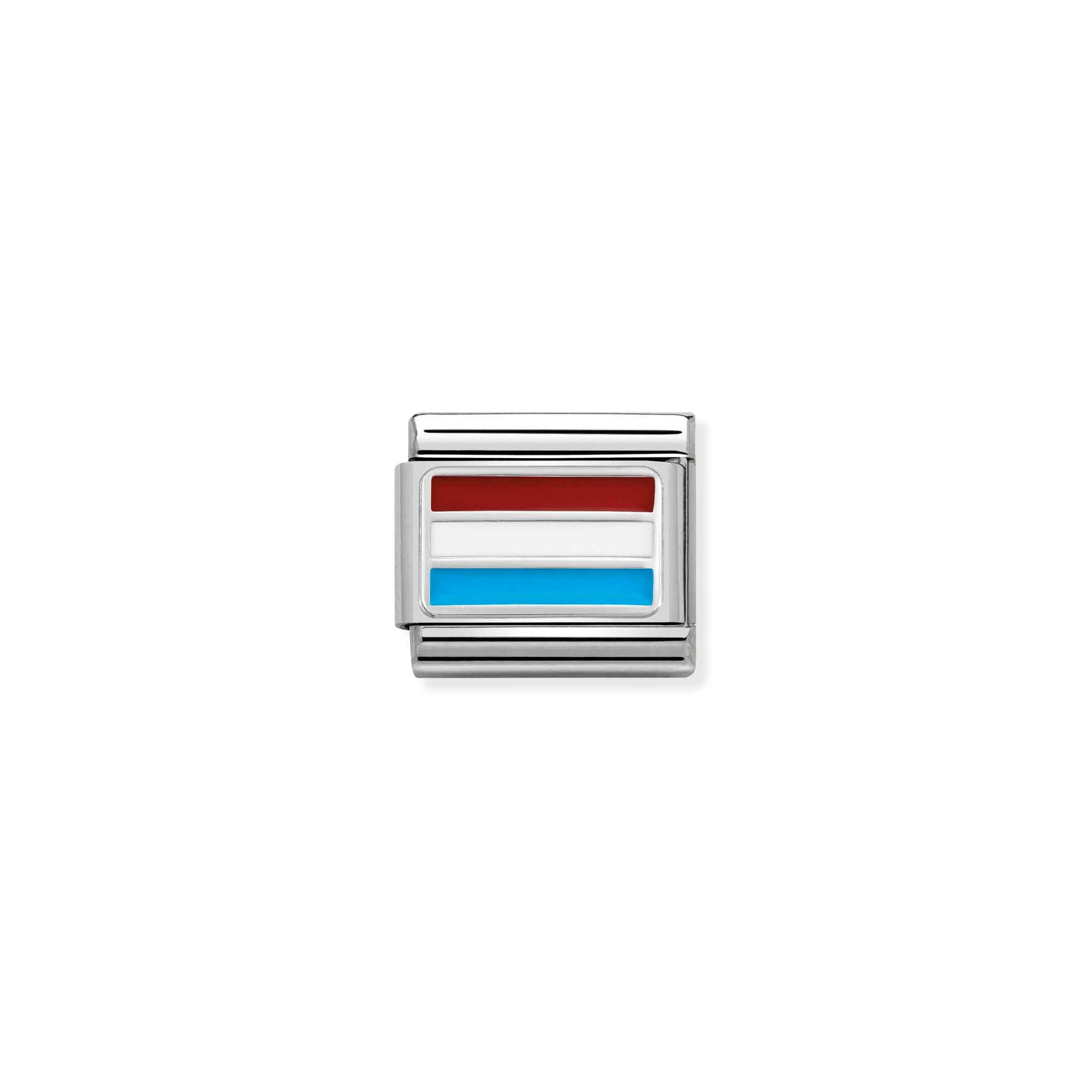Nomination Composable Classic Charm Flagge Luxemburg - Edelstahl, Sterling Silber, Emaille