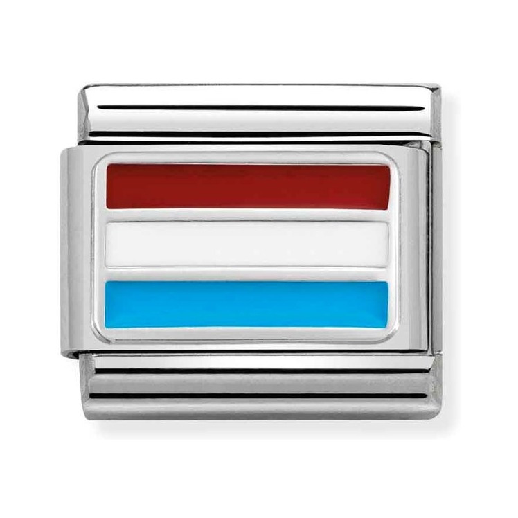 Nomination Composable Classic Charm Flagge Luxemburg - Edelstahl, Sterling Silber, Emaille