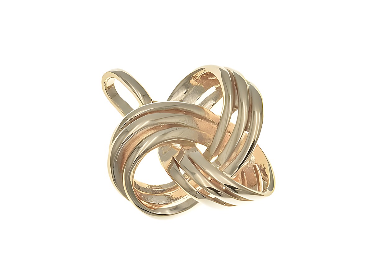 Anhänger aus sterling Silber, Knoten-Design, poliert und vergoldet in Rosegold, Hersteller Juwelier Harnisch, besonderes Design für stilvolle Akzente.