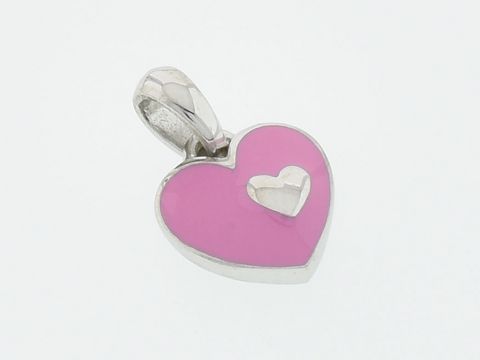 Herz Silber Anhänger süß rhod. Lack rosa von Juwelier Harnisch für Kinder, ideal als Schmuckstück für junge Mädchen. Feiner Glanz und entzückendes Design.