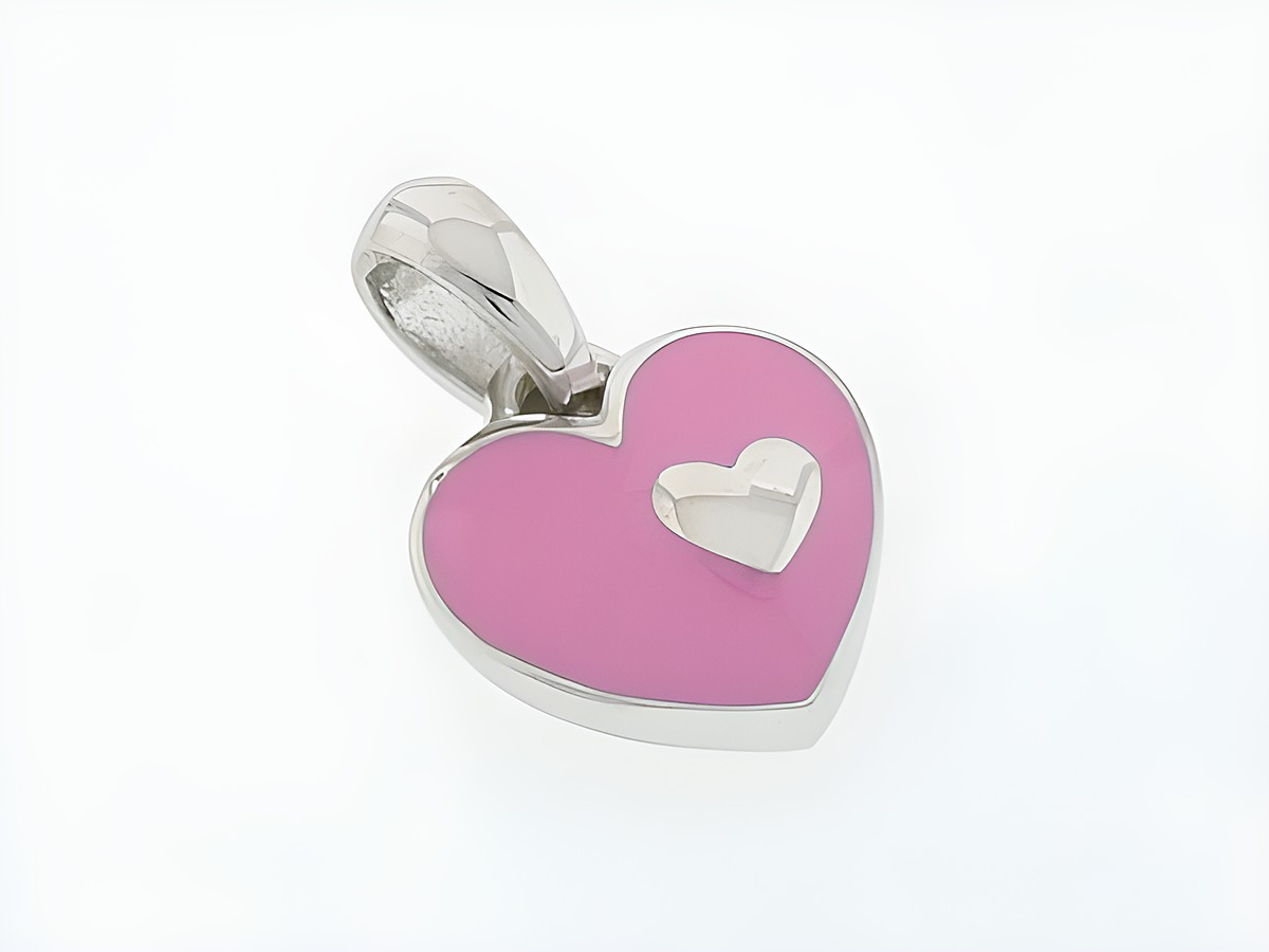 Herz Silber Anhänger süß rhod. Lack rosa von Juwelier Harnisch für Kinder, ideal als Schmuckstück für junge Mädchen. Feiner Glanz und entzückendes Design.