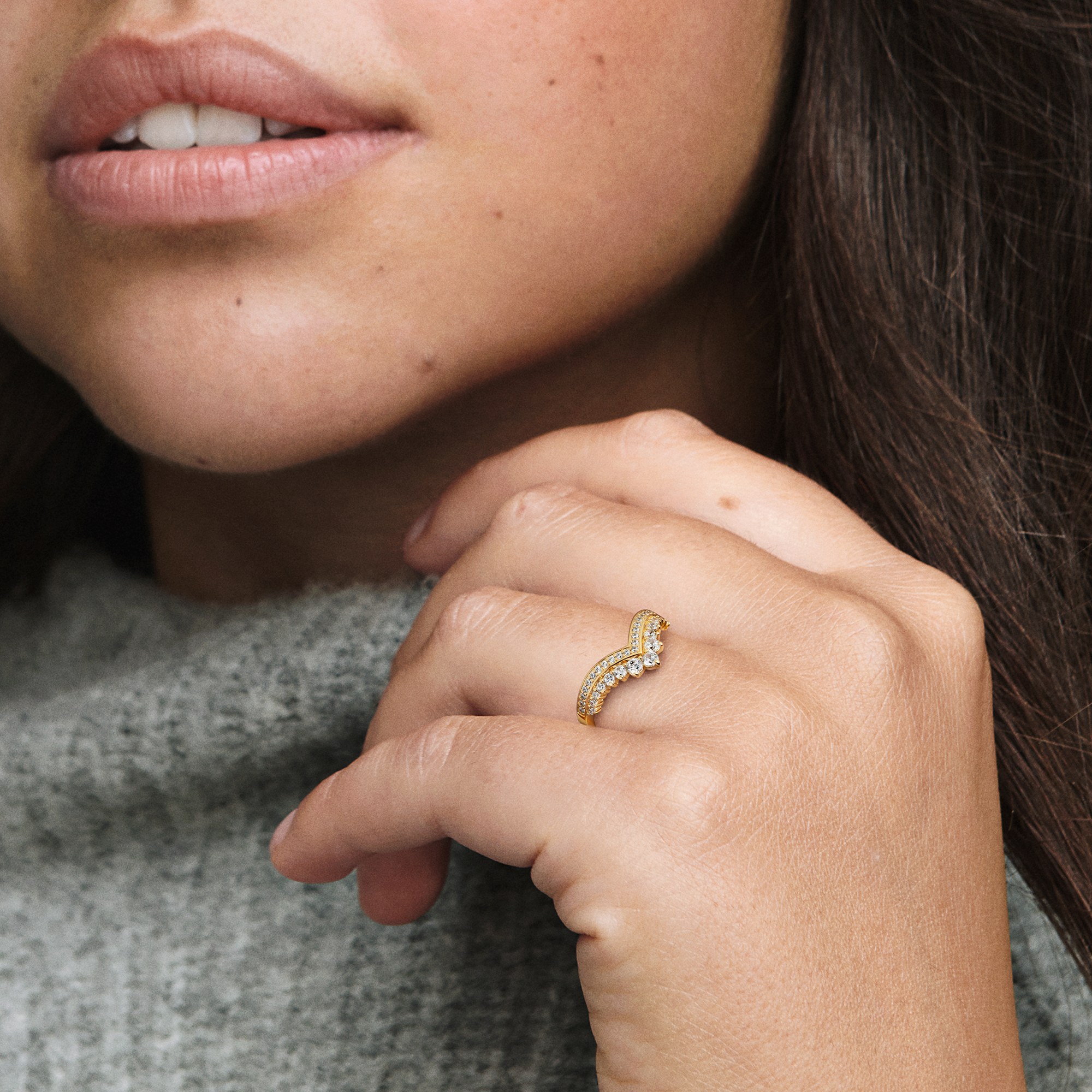 Pandora zeitloser Wunsch Tiara Ring - Gelbgold vergoldet - Zirkonia – Ansicht 5