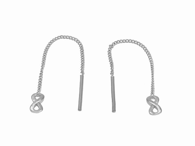 Ohrhänger aus rhodiniertem Sterling Silber mit Unendlichkeitszeichen, ohne Stein, von Juwelier Harnisch, elegant und modern im Design. Ideal für jeden Anlass.