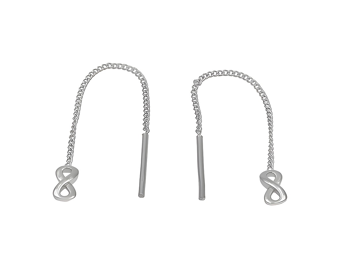 Ohrhänger aus rhodiniertem Sterling Silber mit Unendlichkeitszeichen, ohne Stein, von Juwelier Harnisch, elegant und modern im Design. Ideal für jeden Anlass.