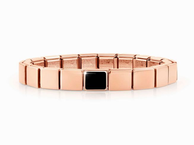 Nomination Classic GLAM Armband Edelstahl Roségold mit schwarzem Achat Element, stilvolles Design aus Edelstahl PVD Roségold, elegante Ergänzung für jedes Outfit.