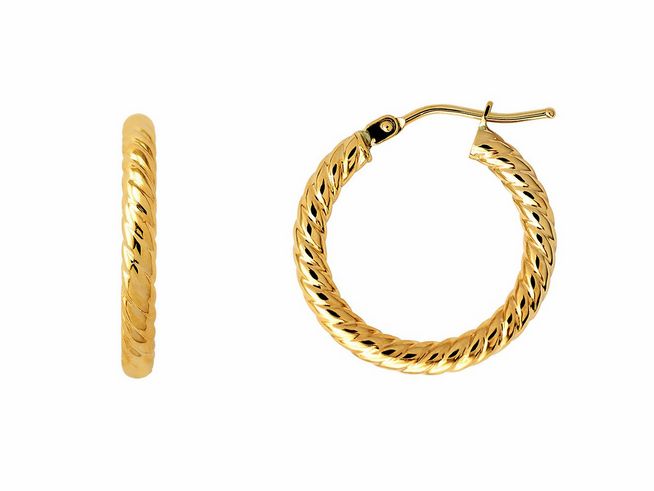 Polierte Gelbgold Creolen von Xenox in 585er Qualität, elegant und zeitlos, mit einem geschwungenen Design, idealer Ohrschmuck für jeden Anlass.