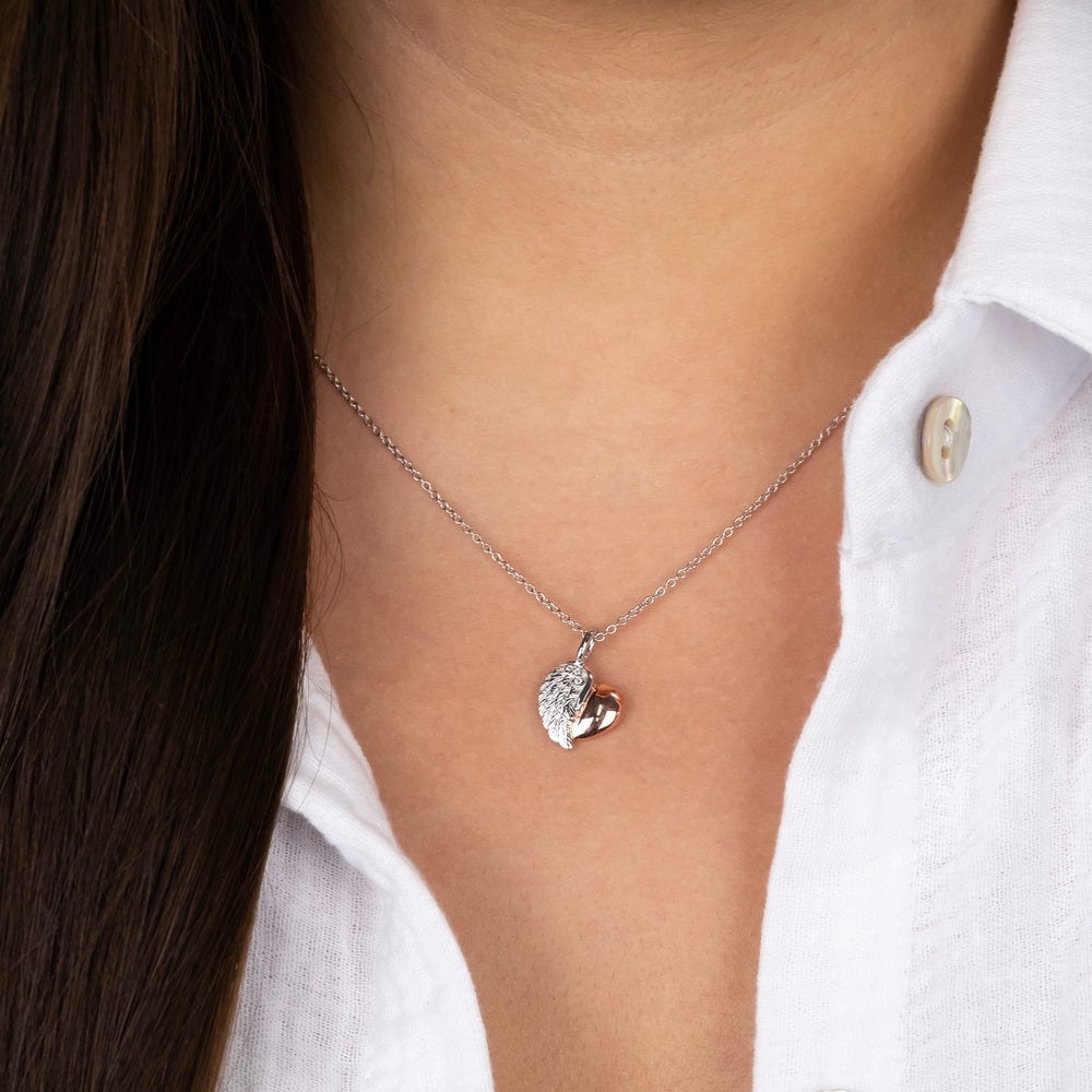 Engelsrufer LILHEARTWING Kette Herzflügel Bicolor mit Zirkonia - Roségold vergoldet auf Silber 40 cm – Ansicht 3