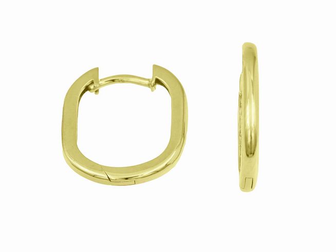 Creolen aus Sterling Silber mit gelbgoldener Vergoldung, rund und rechteckig geformt, Durchmesser 1,6 cm, bis 25 mm, Hersteller Juwelier Harnisch. Ideal für modische Akzente.