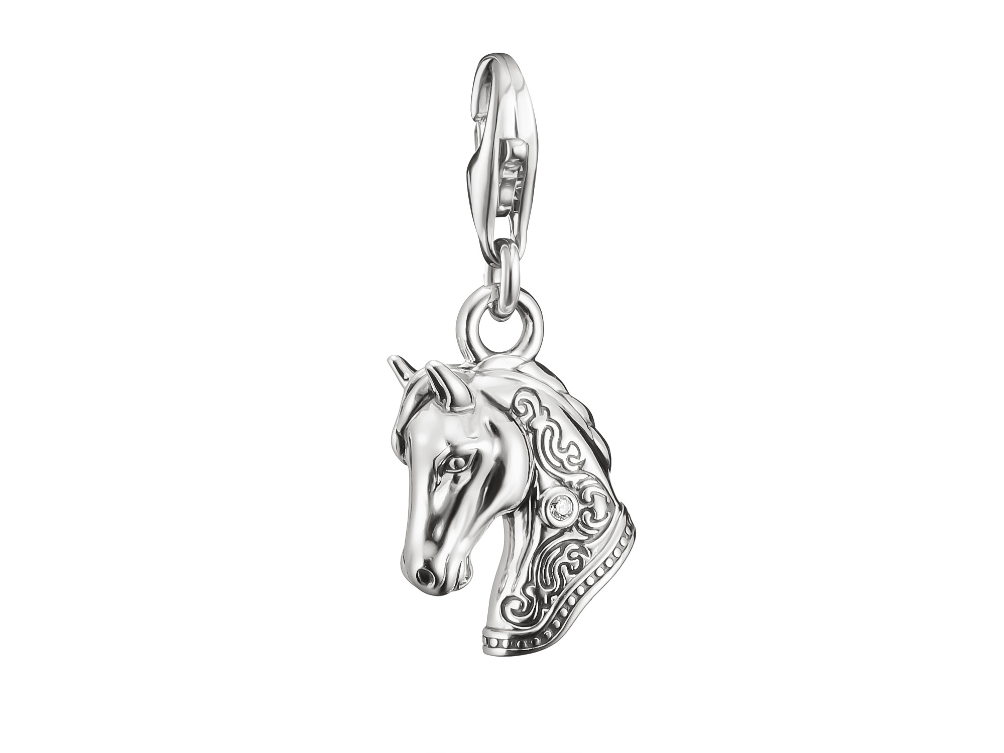 Thomas Sabo Connect - 2233-643-14 Good Luck Rodeo Charm Pferdekopf - Silber geschw. & Zirkonia - Weiß - Charm mit Öse