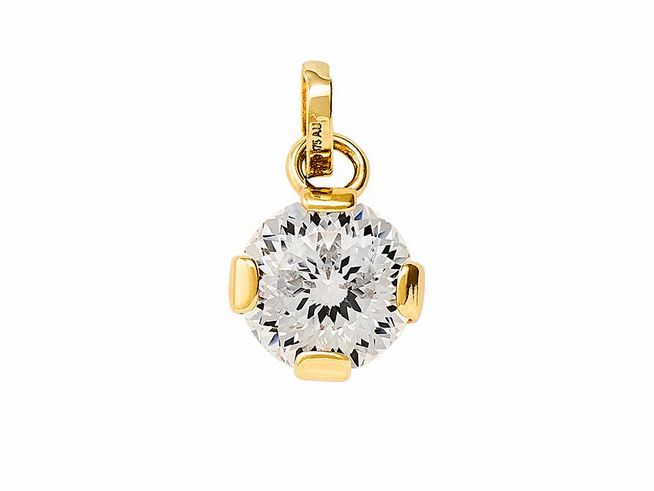 Gelbgold 585 Anhänger von Xenox mit polierter Oberfläche und Zirkonia im modernen Design, perfekt als stilvolles Schmuckstück für jeden Anlass.
