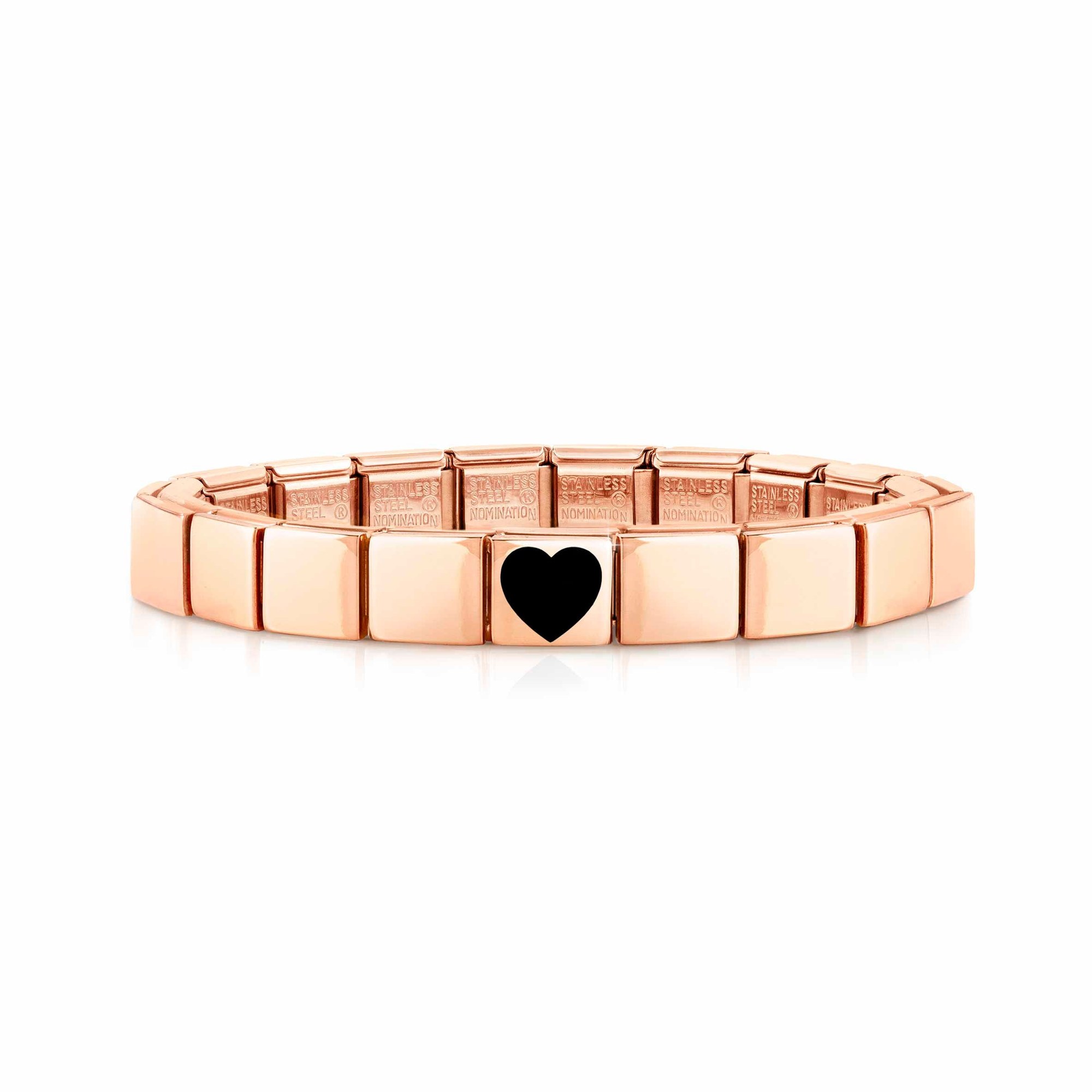 Nomination Classic GLAM Armband Edelstahl Roségold - schwarzes Herz