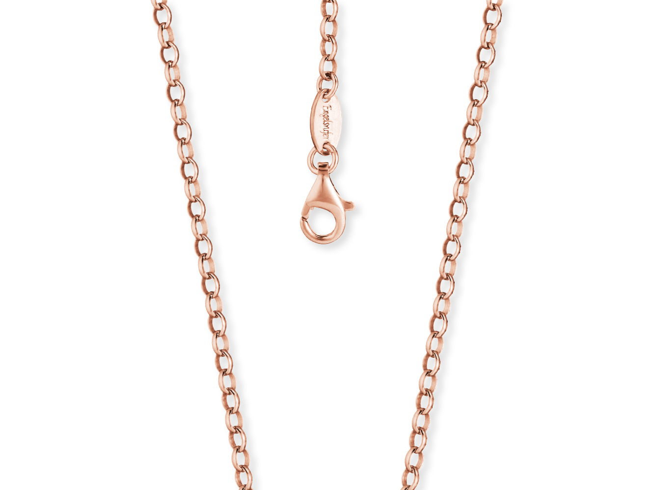 Engelsrufer Ankerkette in Roségold mit einer Länge von 70 cm, verziert auf Silber, mit einem eleganten Karabinerverschluss. Ideal für stilvolle Akzente im Schmuckdesign.