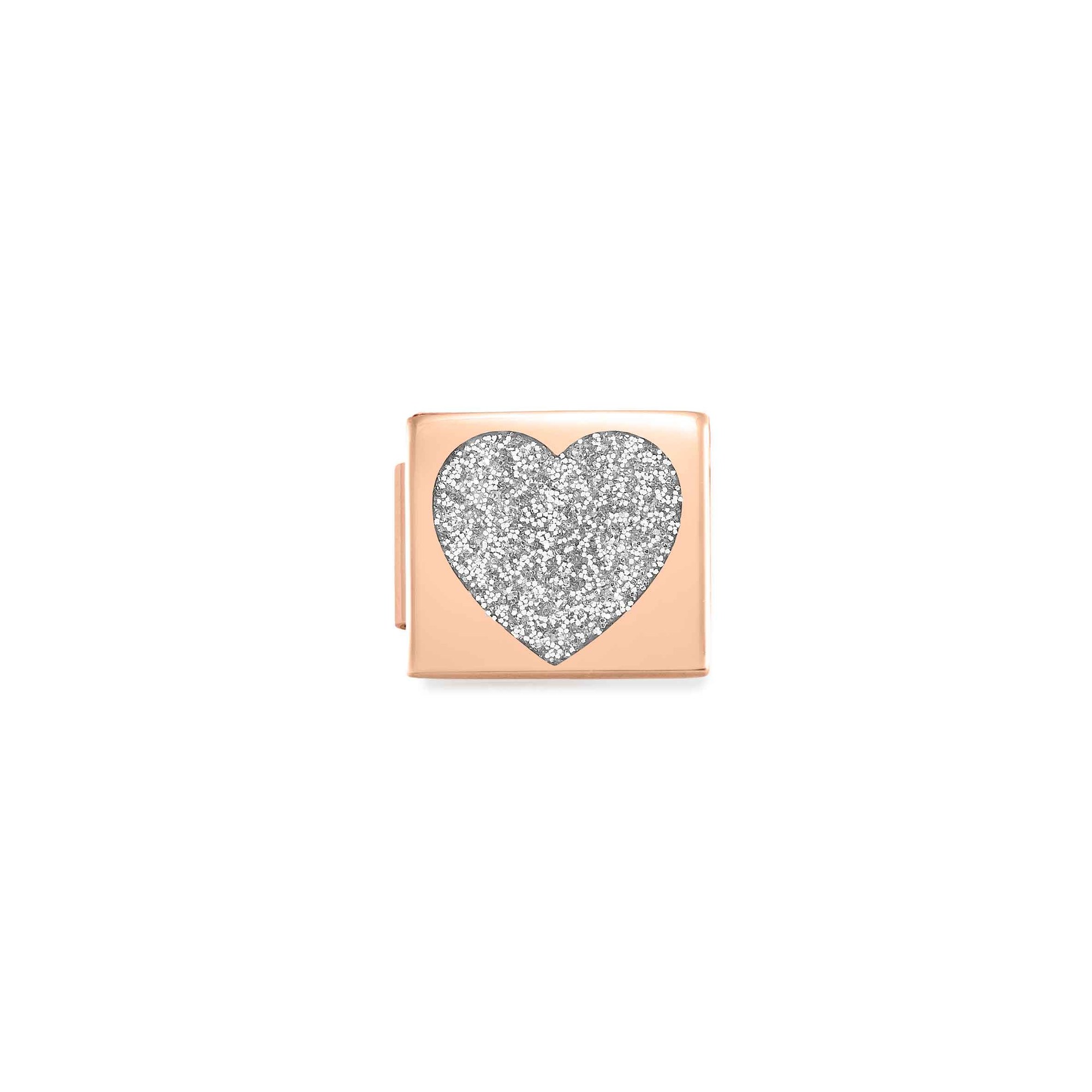 Nomination Classic GLAM Link Edelstahl mit Emaille Roségold - Herz - Silber GLITTER