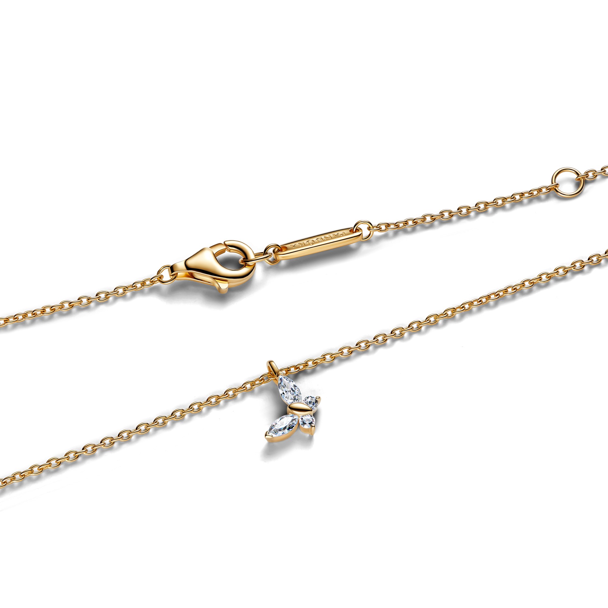 Pandora Schmetterling Anhänger Halskette - Gelbgold Vergoldung - Zirkonia - 45 cm – Ansicht 3