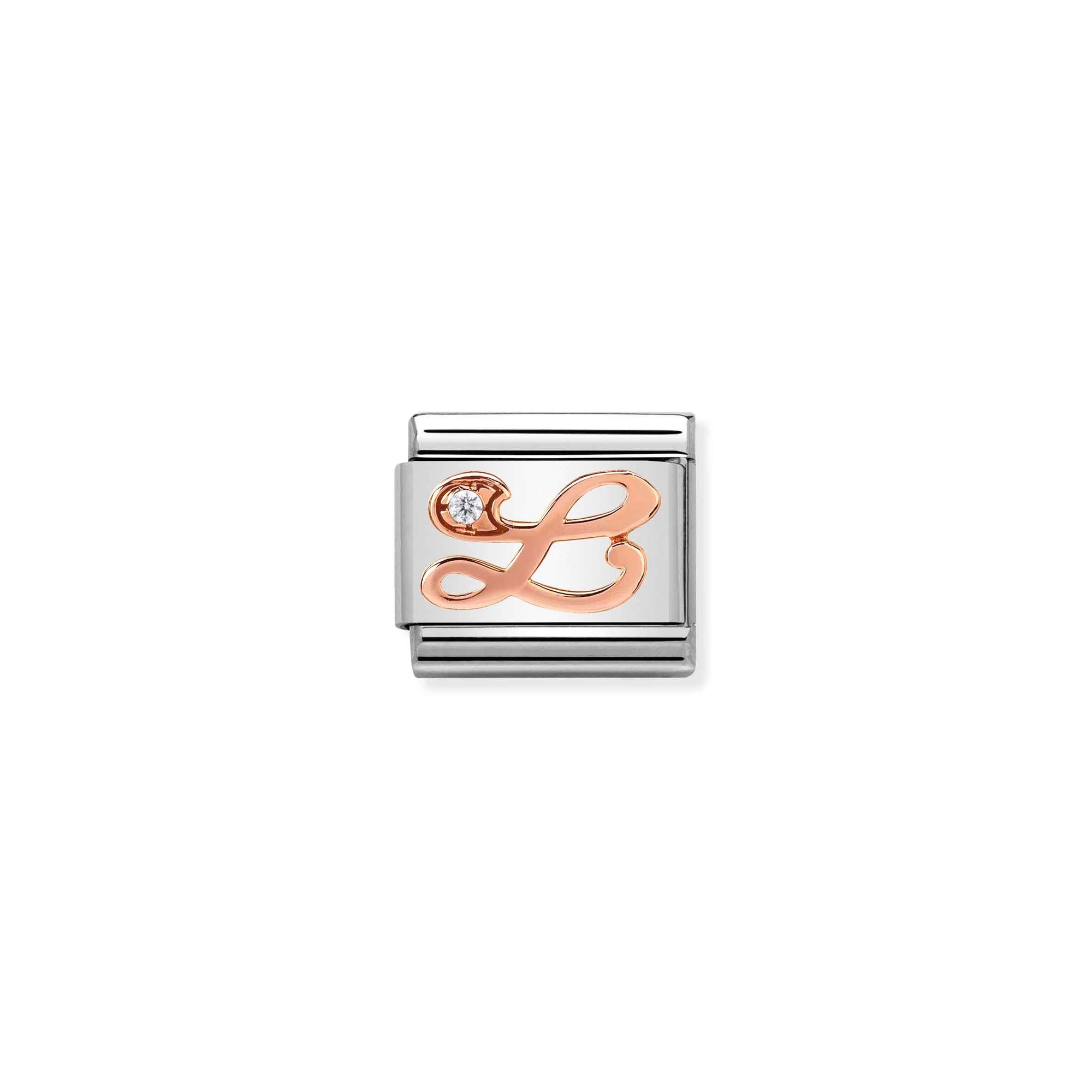 Nomination Composable Classic Charm Buchstabe L - Edelstahl, Gold 375 Roségold, Zirkonia