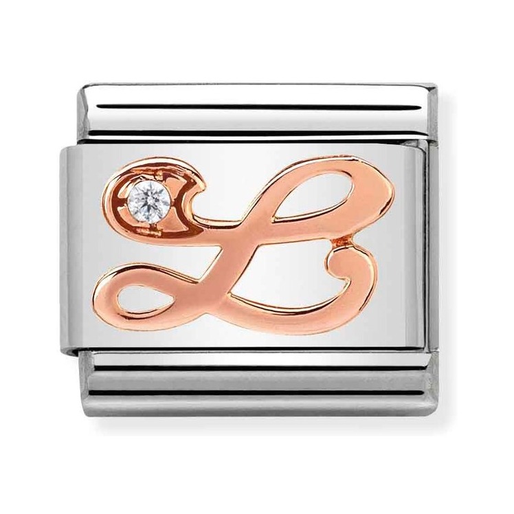 Nomination Composable Classic Charm Buchstabe L - Edelstahl, Gold 375 Roségold, Zirkonia