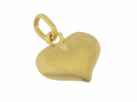Herz Anhänger 333 Gold mattiert, ca. 1,4 cm, stilvoll und herzlich, gefertigt vom Juwelier Harnisch, plastisch gestaltet.