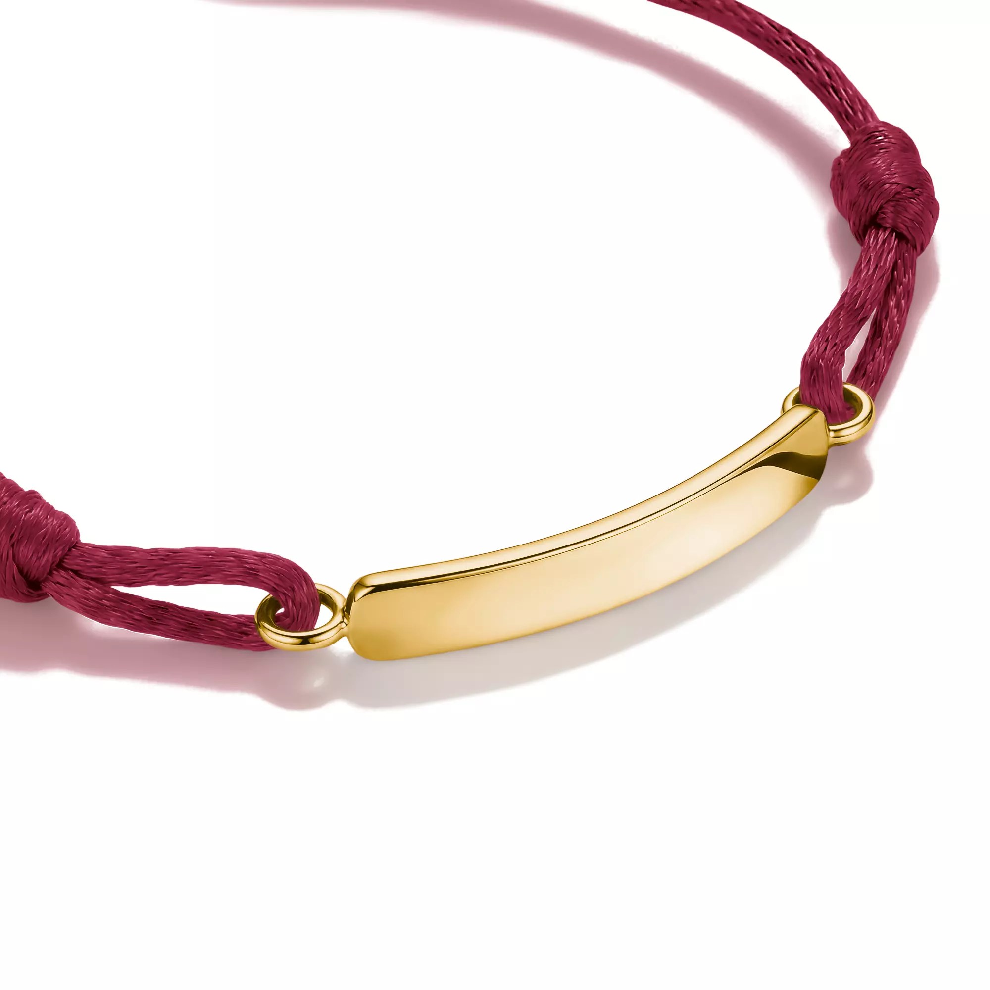 Thomas Sabo Together - Gravur-Armband - 24 cm - 18K Gelbgold-Vergoldung & Textil - bordeaux – Ansicht 2